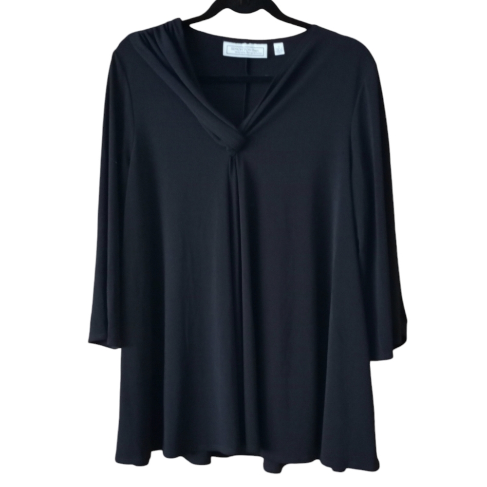 George Simonton SIMONTON Says Medium Black Crystal Knit Swing Top Twist Front
